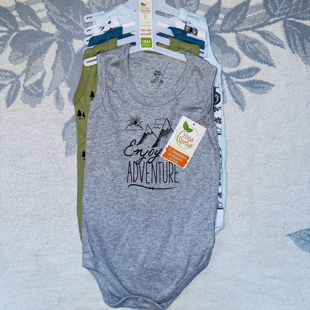 NWT Infant 18M Yoga Sprout 5 Sleeveless Bodysuits